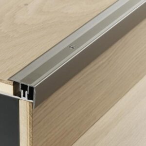 Stair edge profile in aluminium for engineered wood flooring Stainless steel,floor coverings 8–18mm, solid steel, 1739878, 2600x52x0 mm